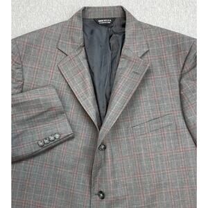 Southwick blazer Men 46L Windowpane Wool 3-Button Single Breasted Made In USA